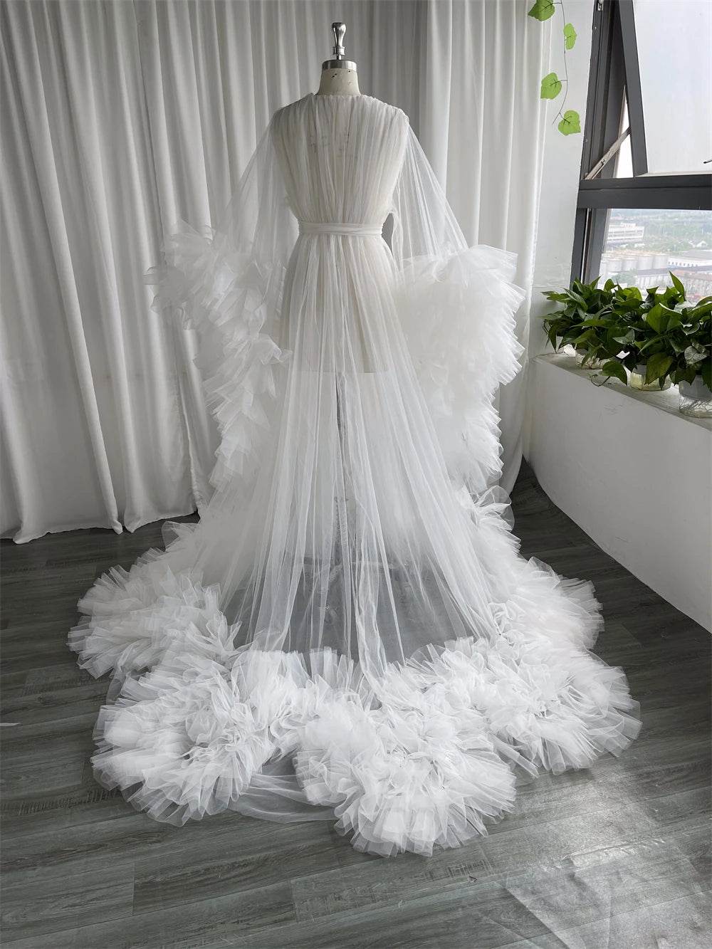 Linda White Maternity Bridal Robe - Customizable Elegant Bathrobe - Buy Center