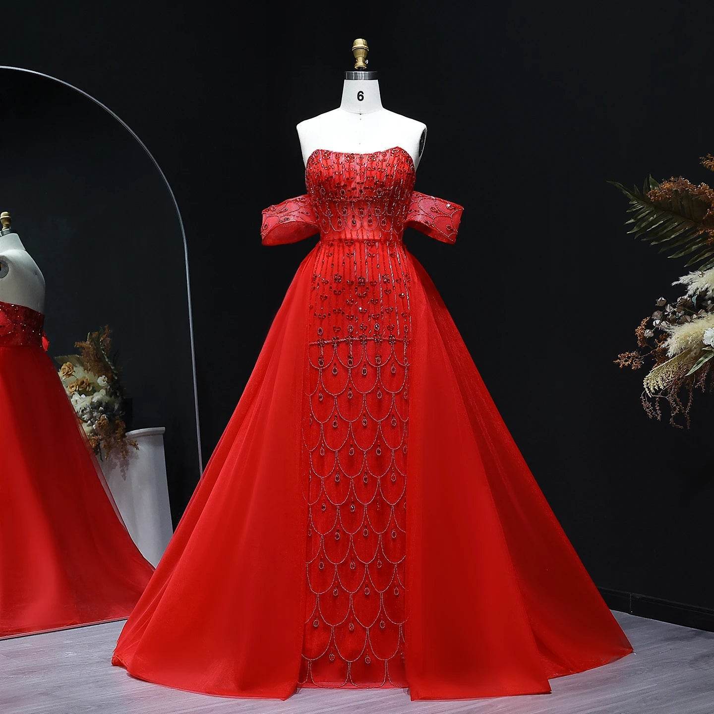 Sharon Said Luxury Mermaid Evening Dress - Strapless Beaded Gown - Buy Center