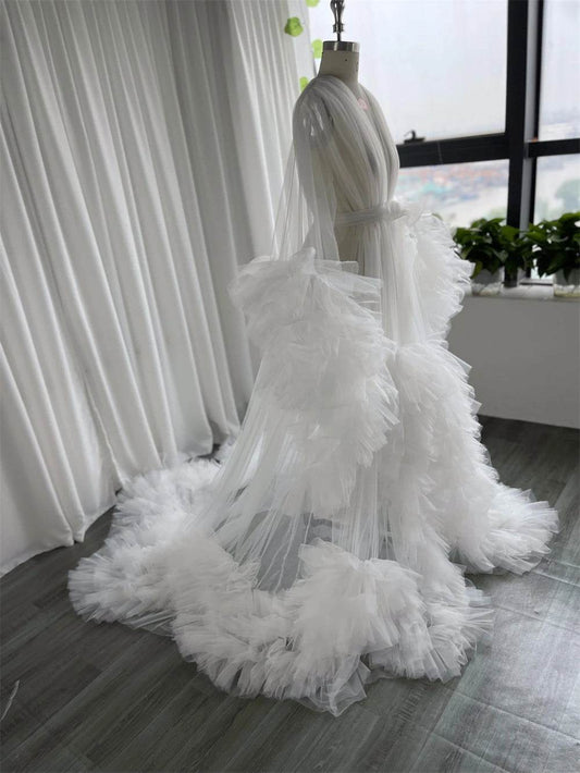 Linda White Maternity Bridal Robe - Customizable Elegant Bathrobe - Buy Center