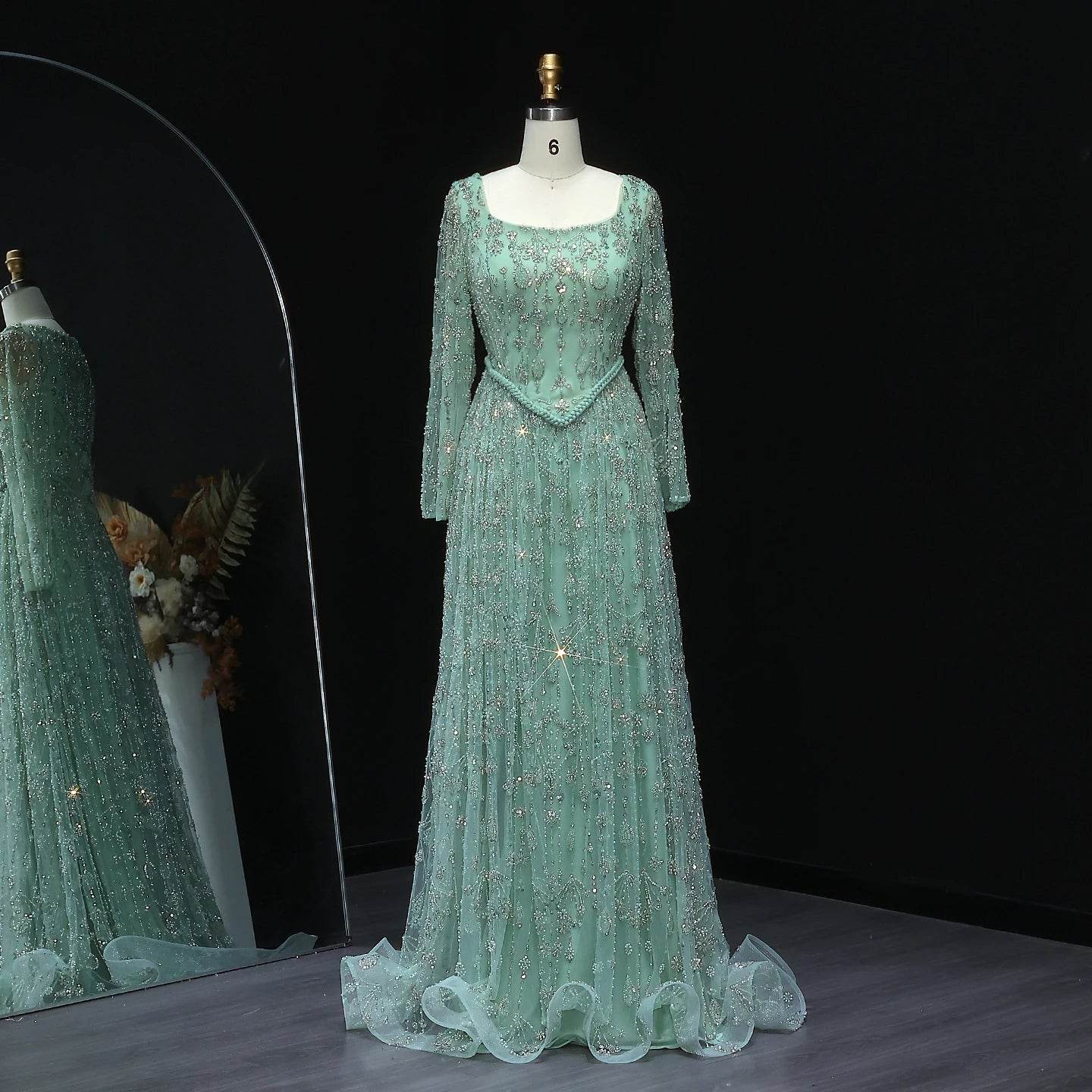 Elegant Sage Green Evening Dress - Sharon Said Spaghetti Straps - Buy Center