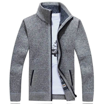 Curocin Men's Fleece Knitted Cardigan - Long Sleeve, Casual Plus Size - Buy Center