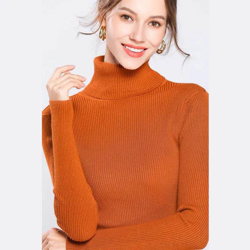 Women's Slim-Fit Turtleneck Sweater - Full Sleeve Casual Jumper - Buy Center