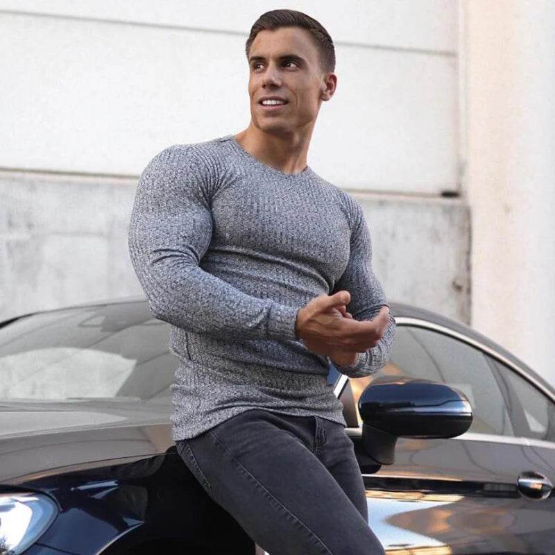Muscleguys Casual Slim Fit Sweater - Men's Long Sleeve Pullover - Buy Center