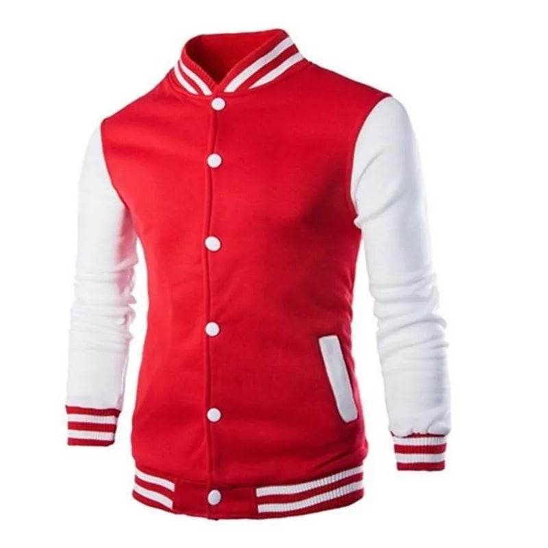 FAVOCENT Men's Slim Fit Baseball Jacket - Wine Red Casual Varsity Style - Buy Center