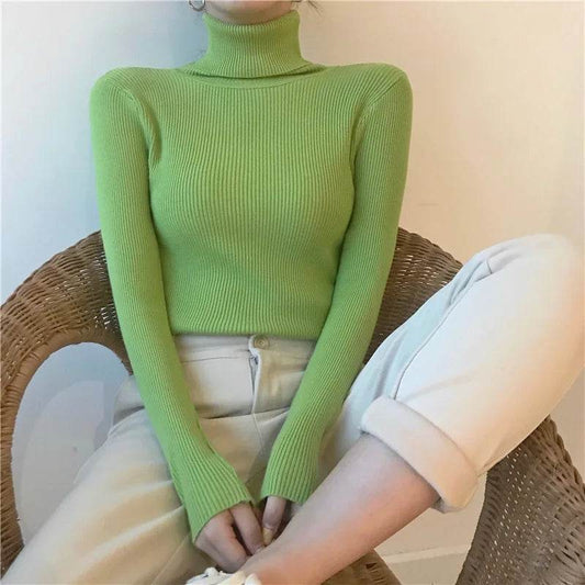 Women's Slim-Fit Turtleneck Sweater - Full Sleeve Casual Jumper - Buy Center