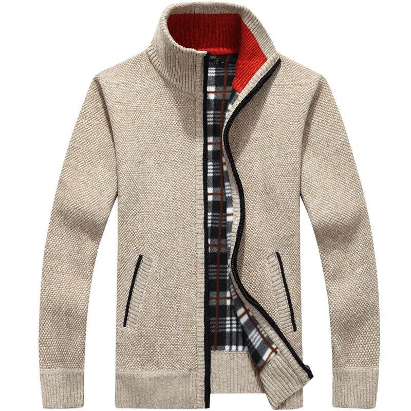 Curocin Men's Fleece Knitted Cardigan - Long Sleeve, Casual Plus Size - Buy Center