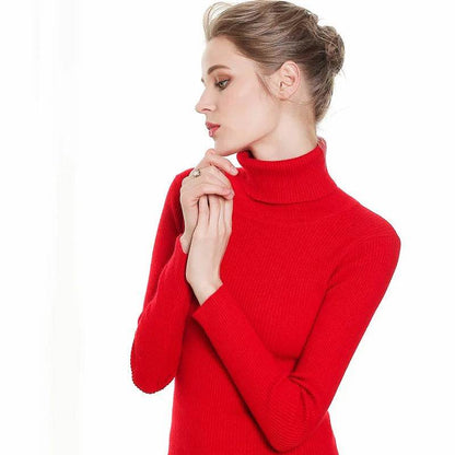 Women's Slim-Fit Turtleneck Sweater - Full Sleeve Casual Jumper - Buy Center