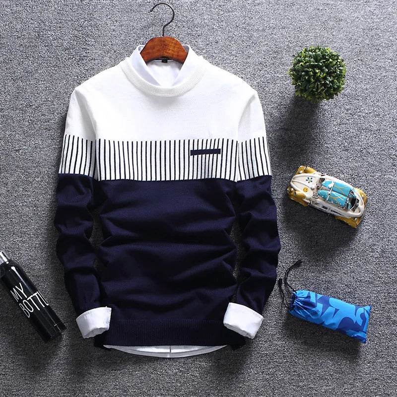 New Autumn Pullovers Men Fashion Stripe Causal Knitted Sweaters Pullovers Mens Slim Fit O Neck Knitwear Mens Brand Clothing 2023 - Buy Center