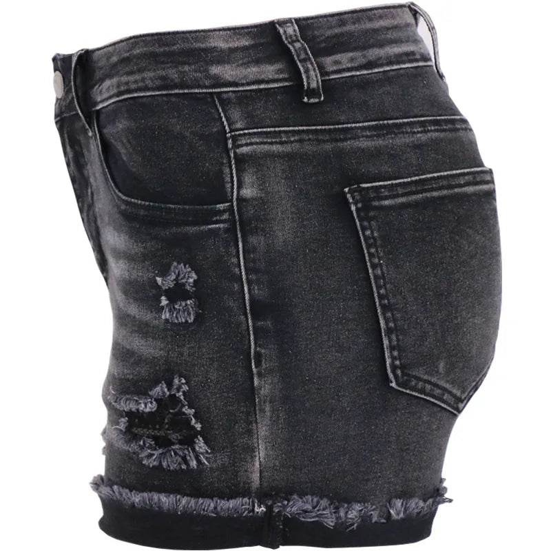 Women's High Waist Black Denim Shorts - Casual Summer Fashion S-2XL - Buy Center