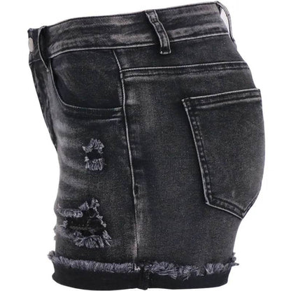 Women's High Waist Black Denim Shorts - Casual Summer Fashion S-2XL - Buy Center