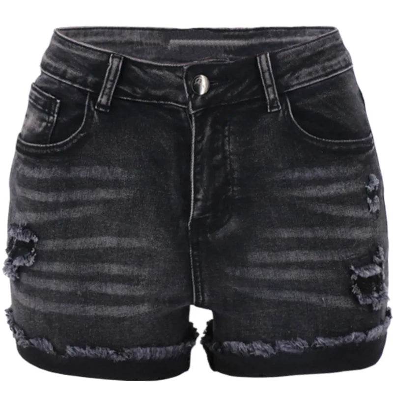 Women's High Waist Black Denim Shorts - Casual Summer Fashion S-2XL - Buy Center