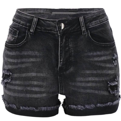 Women's High Waist Black Denim Shorts - Casual Summer Fashion S-2XL - Buy Center