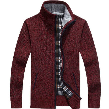 Curocin Men's Fleece Knitted Cardigan - Long Sleeve, Casual Plus Size - Buy Center