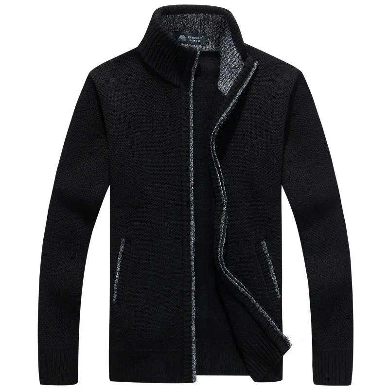 Curocin Men's Fleece Knitted Cardigan - Long Sleeve, Casual Plus Size - Buy Center