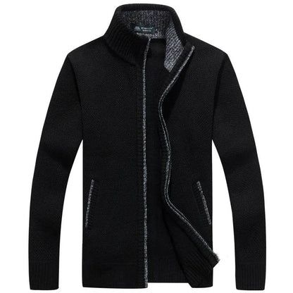 Curocin Men's Fleece Knitted Cardigan - Long Sleeve, Casual Plus Size - Buy Center