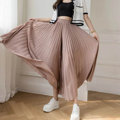 WQIANYU Women's Chiffon Wide Leg Pants - Elegant Pleated Design - Buy Center