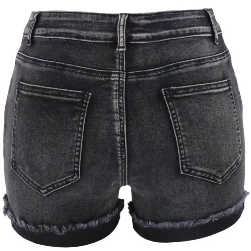 Women's High Waist Black Denim Shorts - Casual Summer Fashion S-2XL - Buy Center