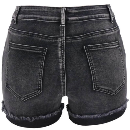 Women's High Waist Black Denim Shorts - Casual Summer Fashion S-2XL - Buy Center