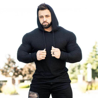 New Spring Fitness Hooded Sweaters Men Warm Turtleneck Sweaters Slim Fit Sports Pullover Men Sweater Gym Knitwear Pull Homme - Buy Center