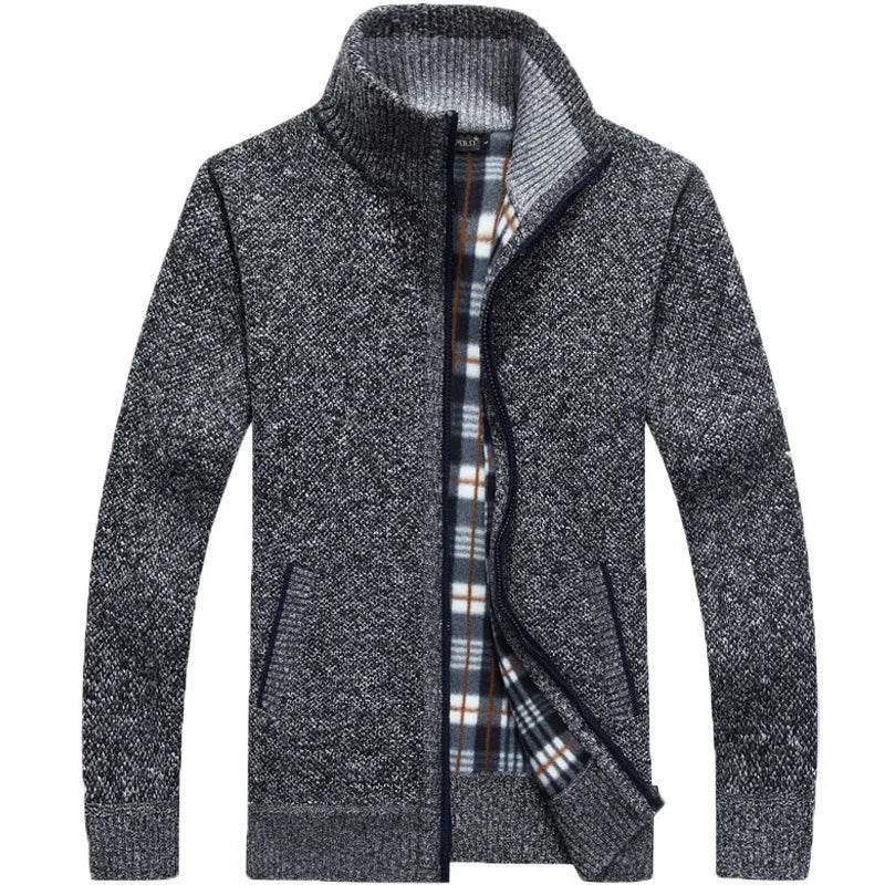 Curocin Men's Fleece Knitted Cardigan - Long Sleeve, Casual Plus Size - Buy Center