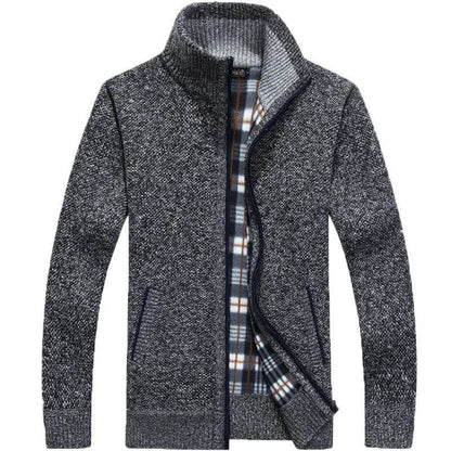Curocin Men's Fleece Knitted Cardigan - Long Sleeve, Casual Plus Size - Buy Center