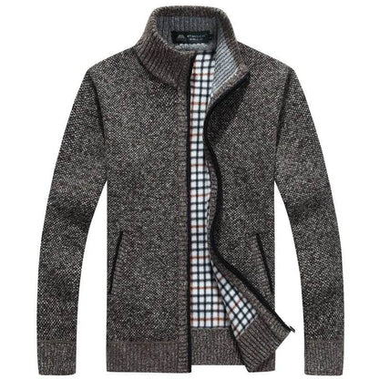 Curocin Men's Fleece Knitted Cardigan - Long Sleeve, Casual Plus Size - Buy Center