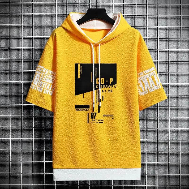 Korean Style Men's Half Sleeve Hoodies - Casual Fashion Streetwear - Buy Center