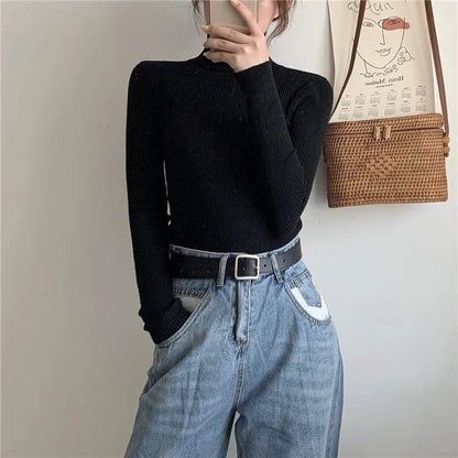 Women's Slim-Fit Turtleneck Sweater - Full Sleeve Casual Jumper - Buy Center