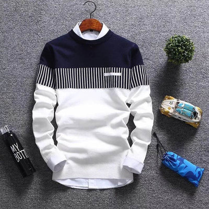 New Autumn Pullovers Men Fashion Stripe Causal Knitted Sweaters Pullovers Mens Slim Fit O Neck Knitwear Mens Brand Clothing 2023 - Buy Center