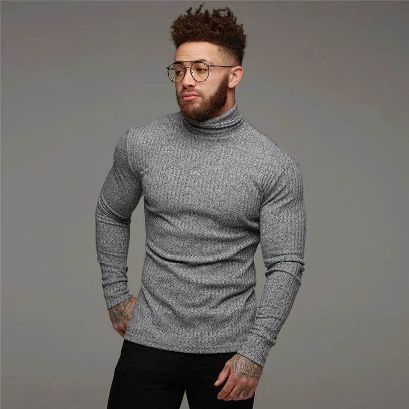 New Spring Fitness Hooded Sweaters Men Warm Turtleneck Sweaters Slim Fit Sports Pullover Men Sweater Gym Knitwear Pull Homme - Buy Center