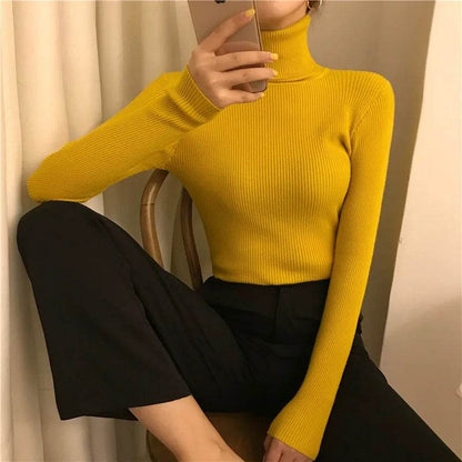 Women's Slim-Fit Turtleneck Sweater - Full Sleeve Casual Jumper - Buy Center