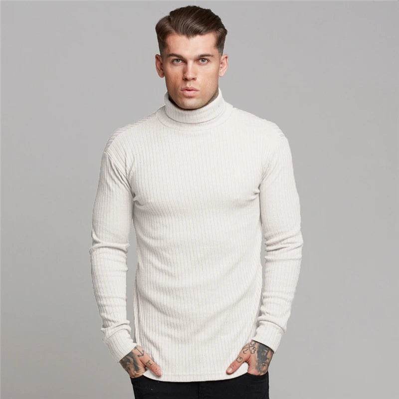 New Spring Fitness Hooded Sweaters Men Warm Turtleneck Sweaters Slim Fit Sports Pullover Men Sweater Gym Knitwear Pull Homme - Buy Center