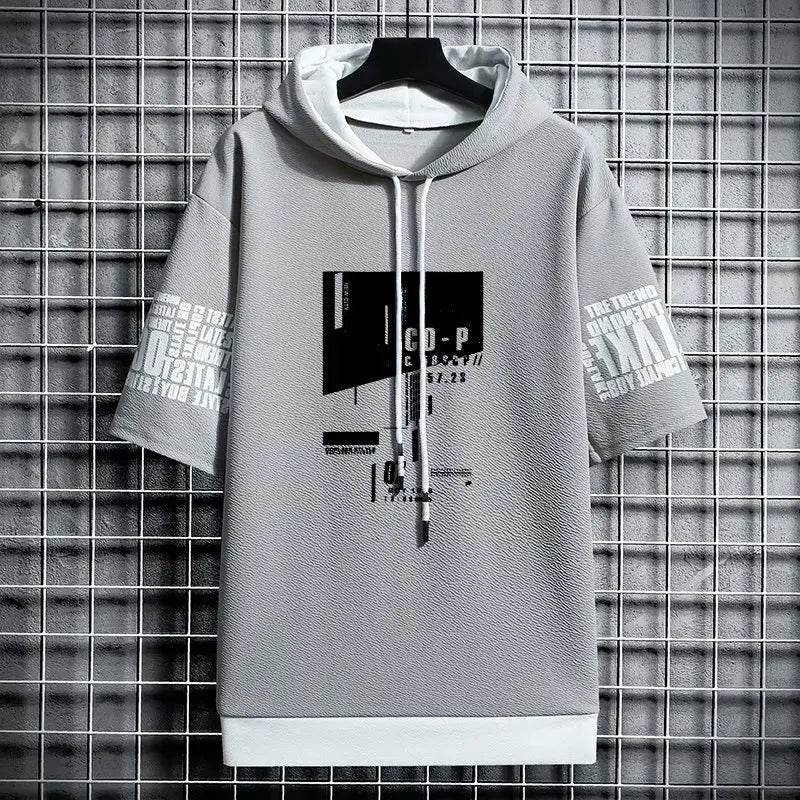 Korean Style Men's Half Sleeve Hoodies - Casual Fashion Streetwear - Buy Center