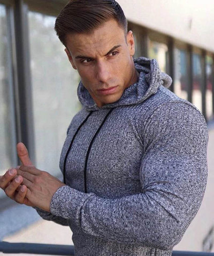 New Spring Fitness Hooded Sweaters Men Warm Turtleneck Sweaters Slim Fit Sports Pullover Men Sweater Gym Knitwear Pull Homme - Buy Center