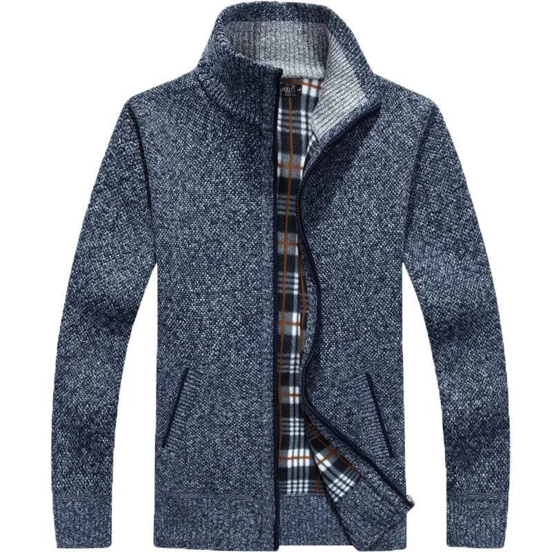 Curocin Men's Fleece Knitted Cardigan - Long Sleeve, Casual Plus Size - Buy Center