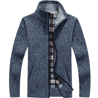 Curocin Men's Fleece Knitted Cardigan - Long Sleeve, Casual Plus Size - Buy Center