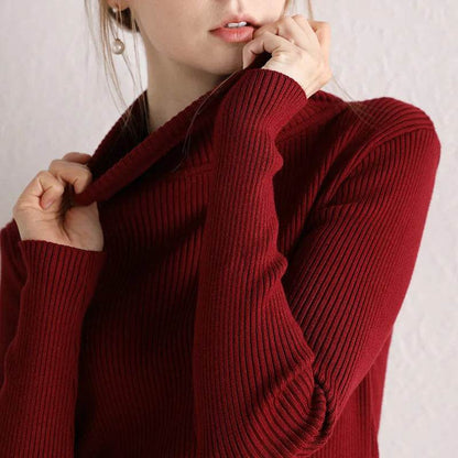 Women's Slim-Fit Turtleneck Sweater - Full Sleeve Casual Jumper - Buy Center