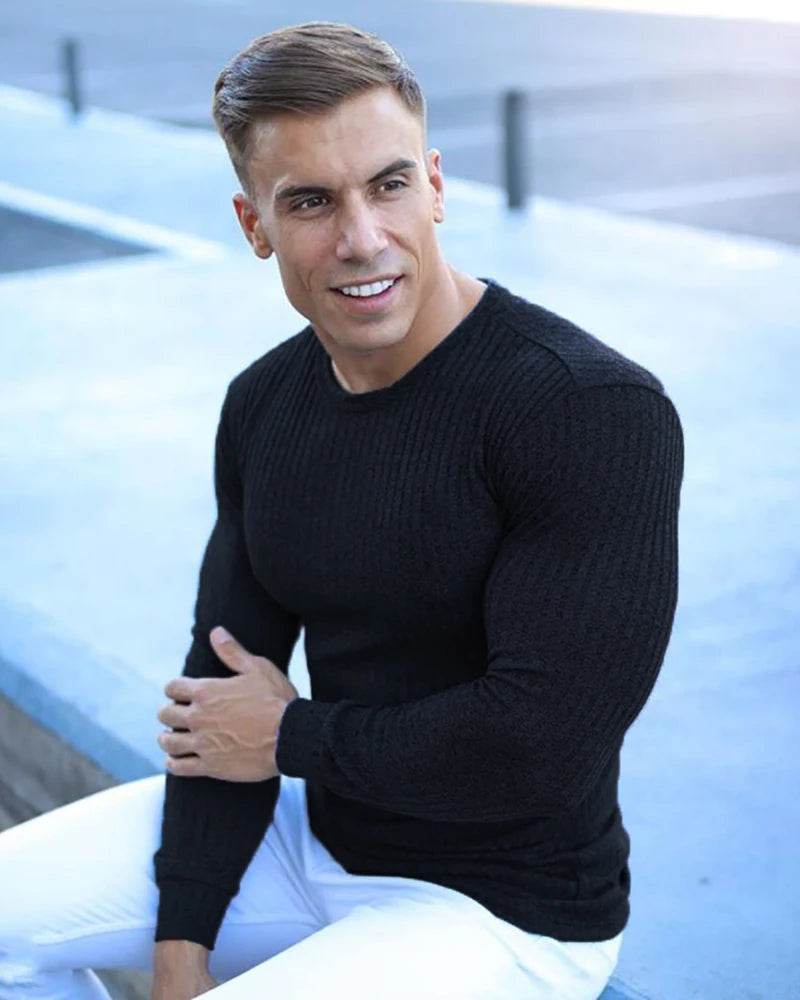 Muscleguys Casual Slim Fit Sweater - Men's Long Sleeve Pullover - Buy Center