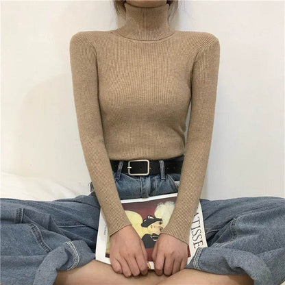 Women's Slim-Fit Turtleneck Sweater - Full Sleeve Casual Jumper - Buy Center