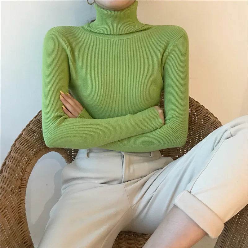 Women's Slim-Fit Turtleneck Sweater - Full Sleeve Casual Jumper - Buy Center