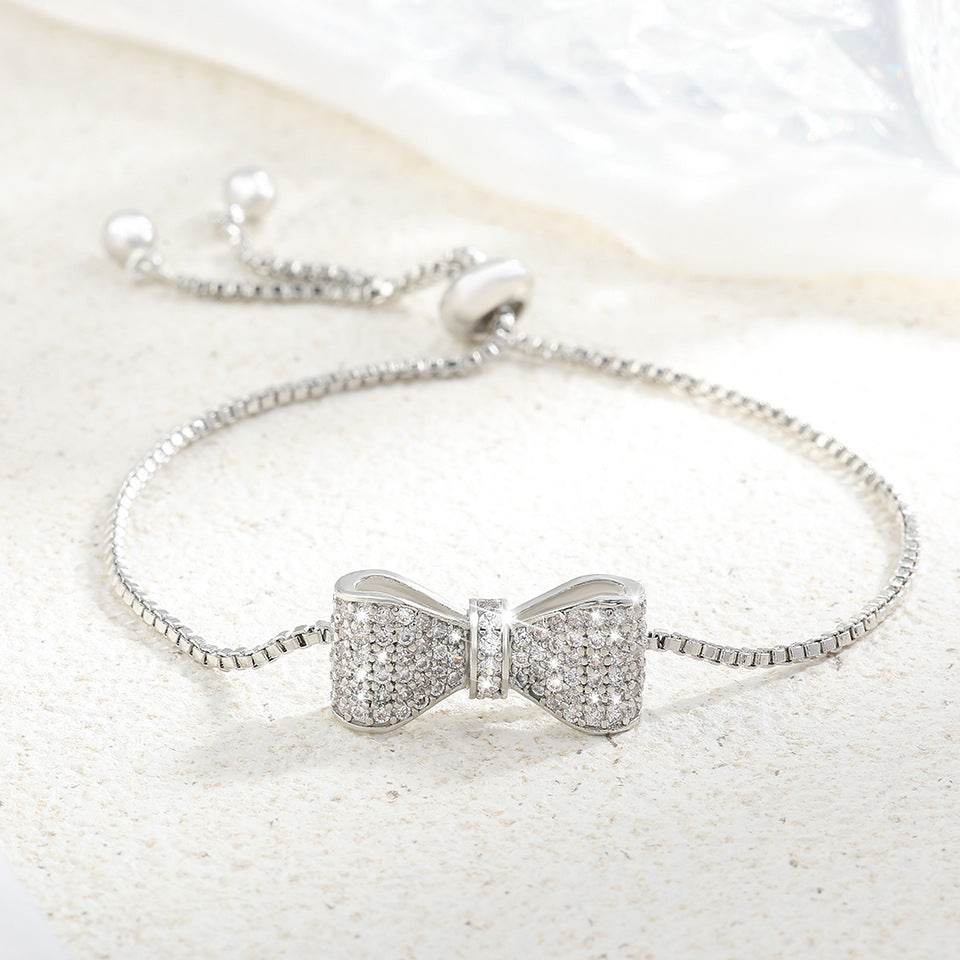 Exquisite Women's Bow Bracelet - 18K Gold Plated & Zircon Elegant Design - Buy Center