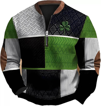 Trendy 3D Digital Printing Half-Zip Sweatshirt for Men - Stylish Comfort - Buy Center