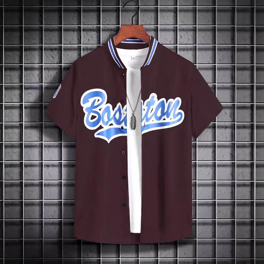 Loose Printed Letters Casual Shirt - Breathable Korean Style in 6 Colors - Buy Center