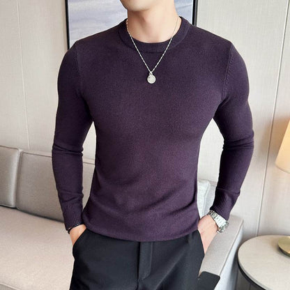 Modal Anti-Pilling Round Neck Sweater for Men - Slim Fit, Work Ready - Buy Center