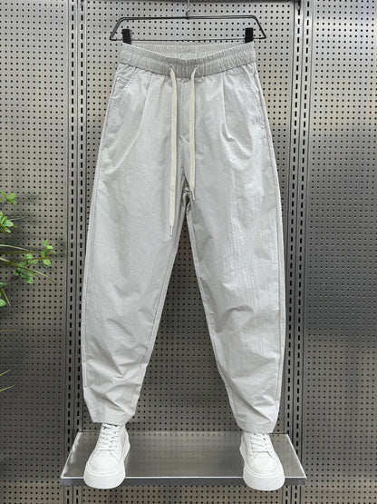 Men's Casual Ankle-Length Sports Pants - Solid Color High Waist Trousers - Buy Center