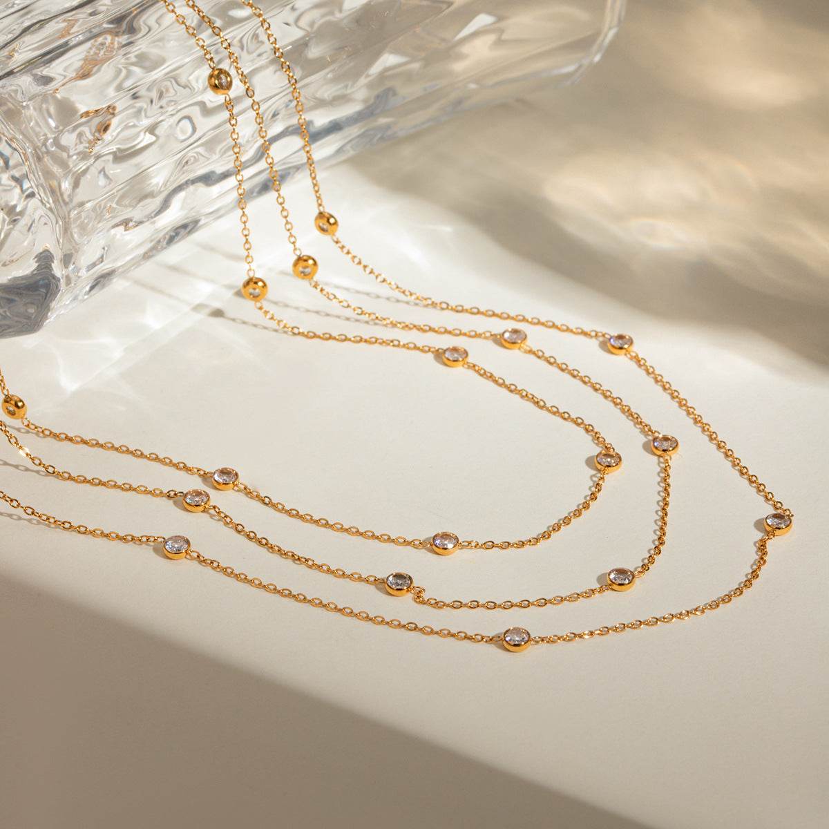 Elegant 18K Gold Three-Layer Necklace - Stylish Titanium Steel Jewelry - Buy Center