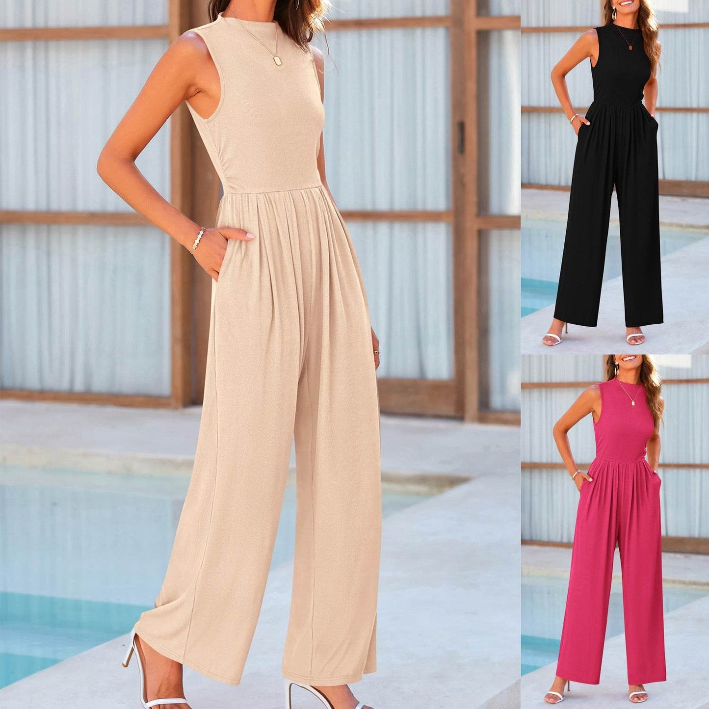 Summer Casual Women’s Jumpsuit - Sleeveless Wide Leg Romper for 2025 - Buy Center