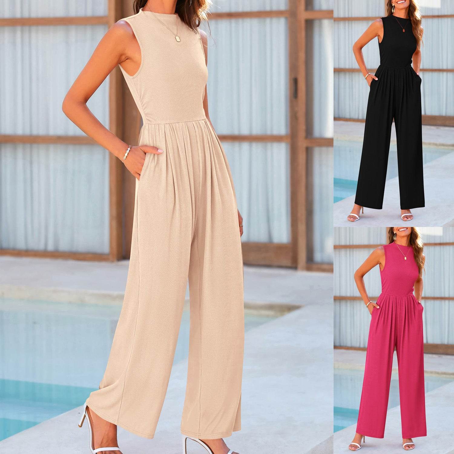 Summer Casual Women’s Jumpsuit - Sleeveless Wide Leg Romper for 2025 - Buy Center