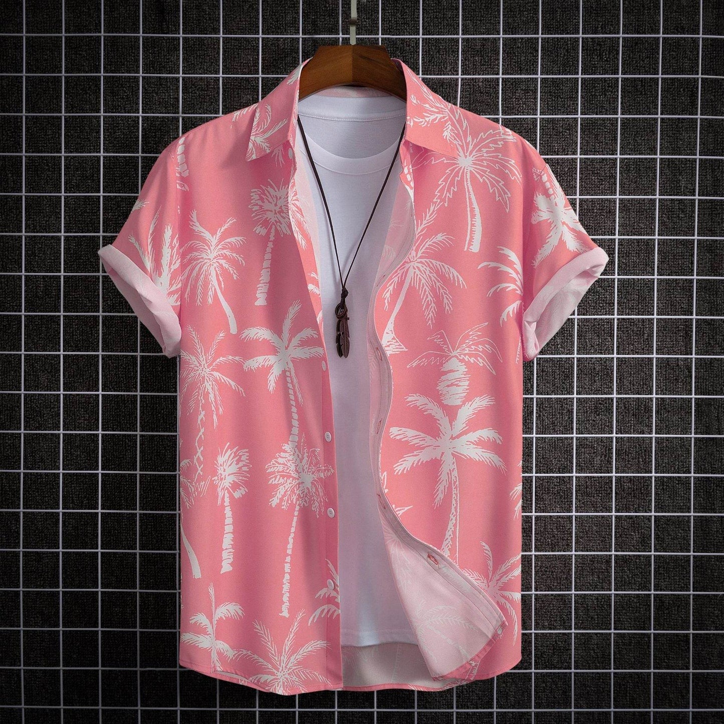 Hong Kong Style Men's Shirt - Colorful Coconut Tree Design for Modern Fashion - Buy Center
