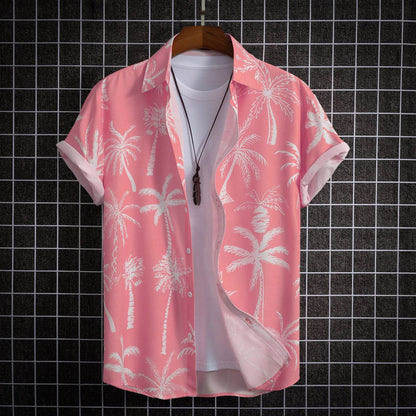 Hong Kong Style Men's Shirt - Colorful Coconut Tree Design for Modern Fashion - Buy Center